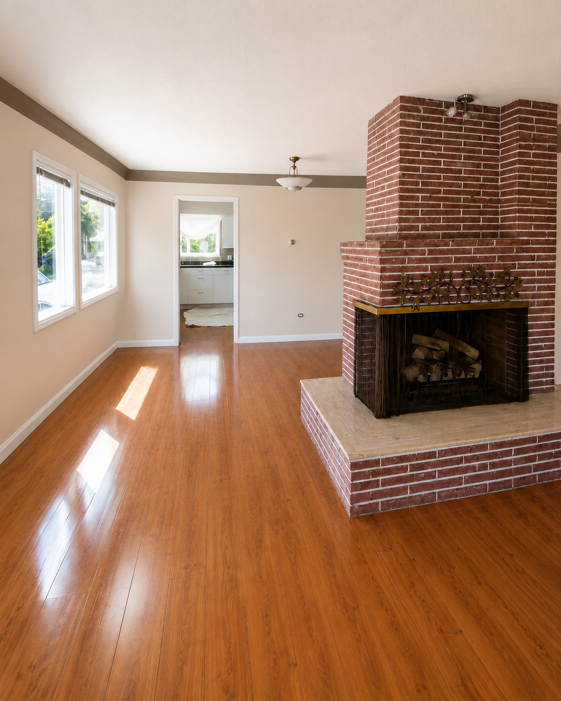 Living Room & Brick Fireplace Refresh β before