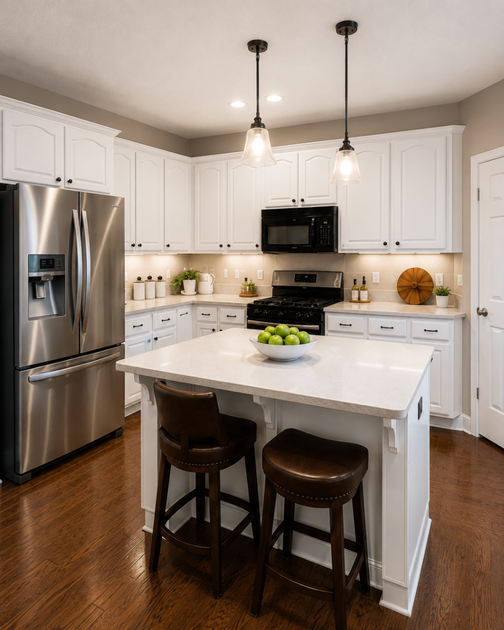 Oak to Bright White Kitchen β after
